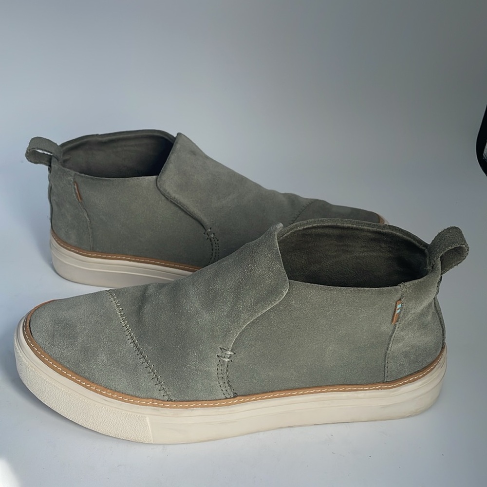 Toms Paxton Women’s Suede Slip-On Sneakers Green Gray Ankle Booties Size 8 M - Picture 8 of 14